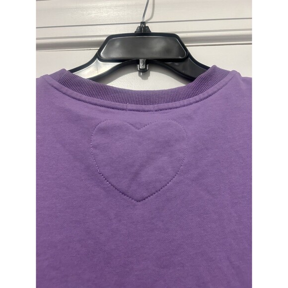 Women Purple Oversized Sweatshirt Dress Solid Long Sleeve Crewneck Size Medium - Picture 4 of 5